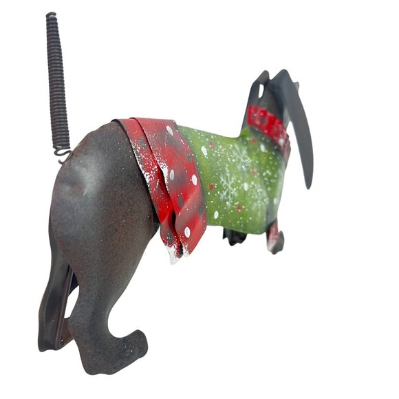 Christmas Trembler Dachshund Doxy Weiner Dog 14X7" Metal Spring Tail Sweater - Picture 4 of 7